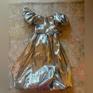 Rare Vintage Metallic Silver Puff Sleeve Bubble Dress